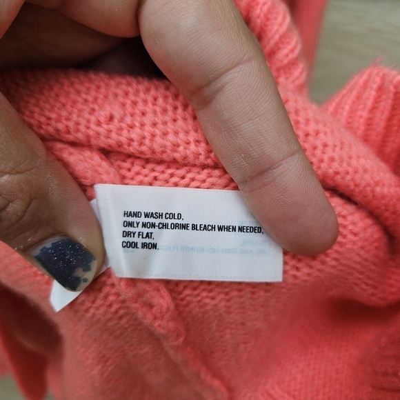 Gap coral pink turtleneck cowl wool blend sweater XL - Picture 4 of 8